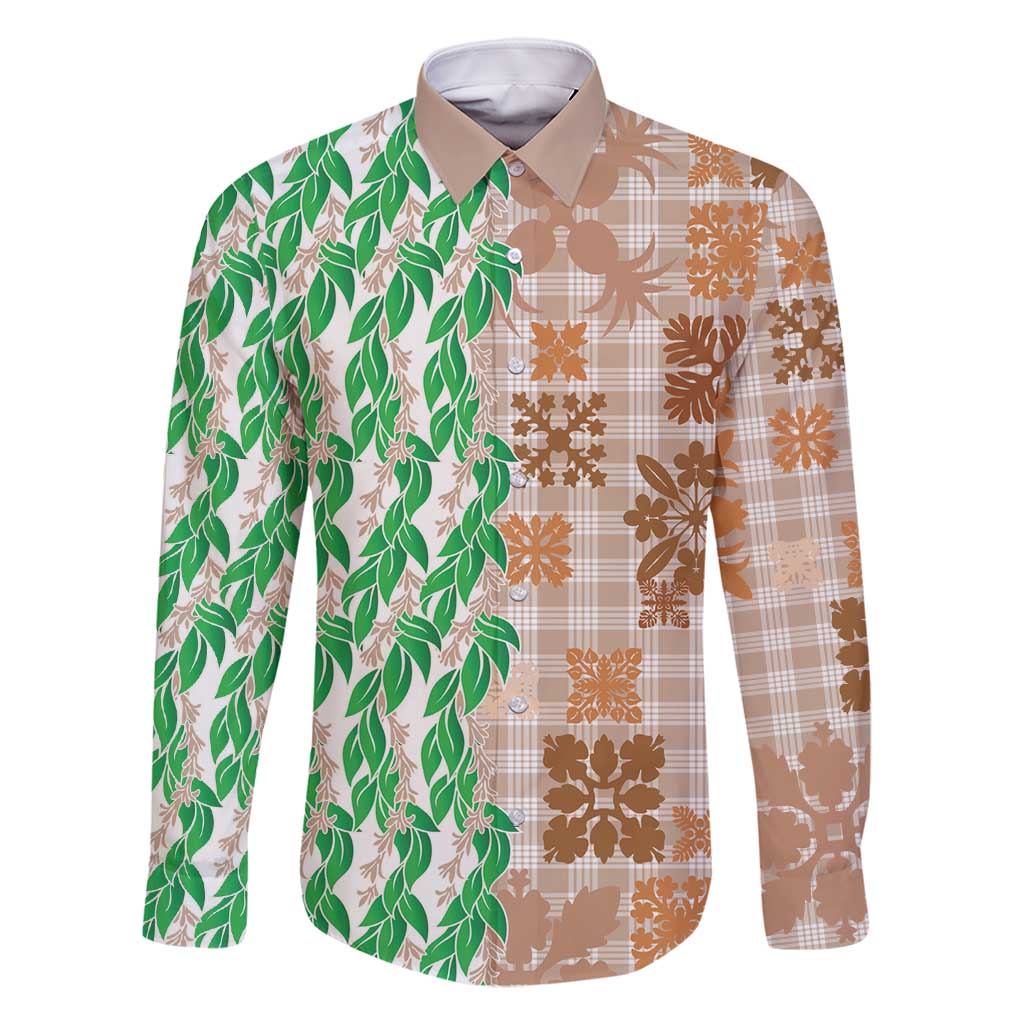 Aloha Hawaii Palaka Tuberose Lei Family Matching Mermaid Dress and Hawaiian Shirt Hawaiian Quilt Seamless Style - Polynesian Pride