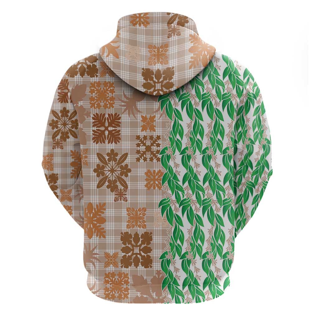 Aloha Hawaii Palaka Tuberose Lei Hoodie Hawaiian Quilt Seamless Style - Polynesian Pride