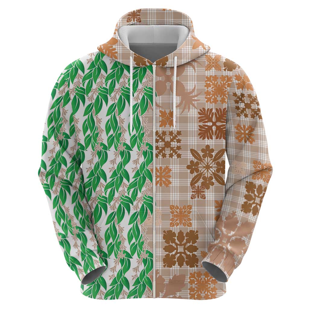 Aloha Hawaii Palaka Tuberose Lei Hoodie Hawaiian Quilt Seamless Style - Polynesian Pride