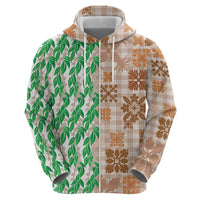 Aloha Hawaii Palaka Tuberose Lei Hoodie Hawaiian Quilt Seamless Style - Polynesian Pride