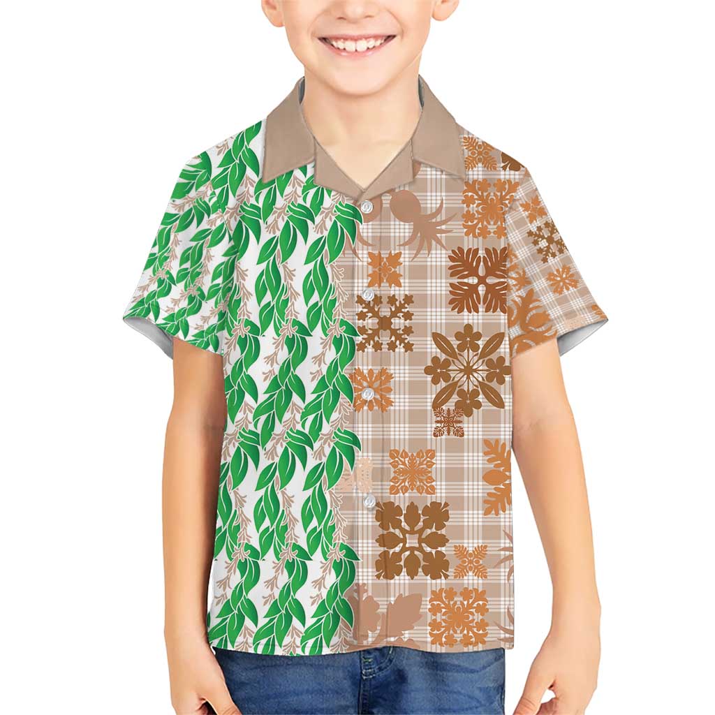 Aloha Hawaii Palaka Tuberose Lei Kid Hawaiian Shirt Hawaiian Quilt Seamless Style - Polynesian Pride