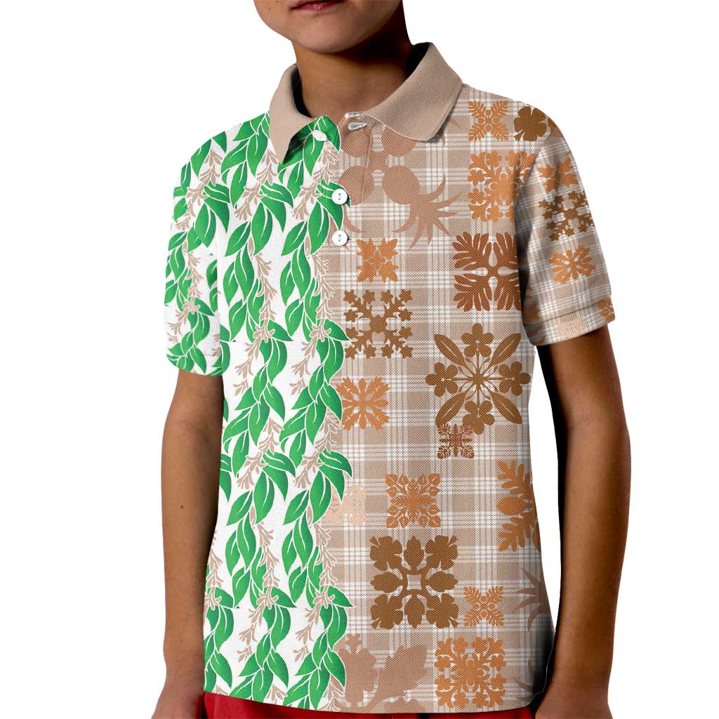 Aloha Hawaii Palaka Tuberose Lei Kid Polo Shirt Hawaiian Quilt Seamless Style - Polynesian Pride