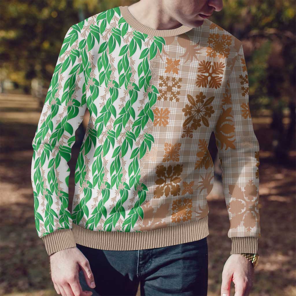 Aloha Hawaii Palaka Tuberose Lei Ugly Christmas Sweater Hawaiian Quilt Seamless Style - Polynesian Pride