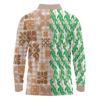 Aloha Hawaii Palaka Tuberose Lei Long Sleeve Polo Shirt Hawaiian Quilt Seamless Style - Polynesian Pride