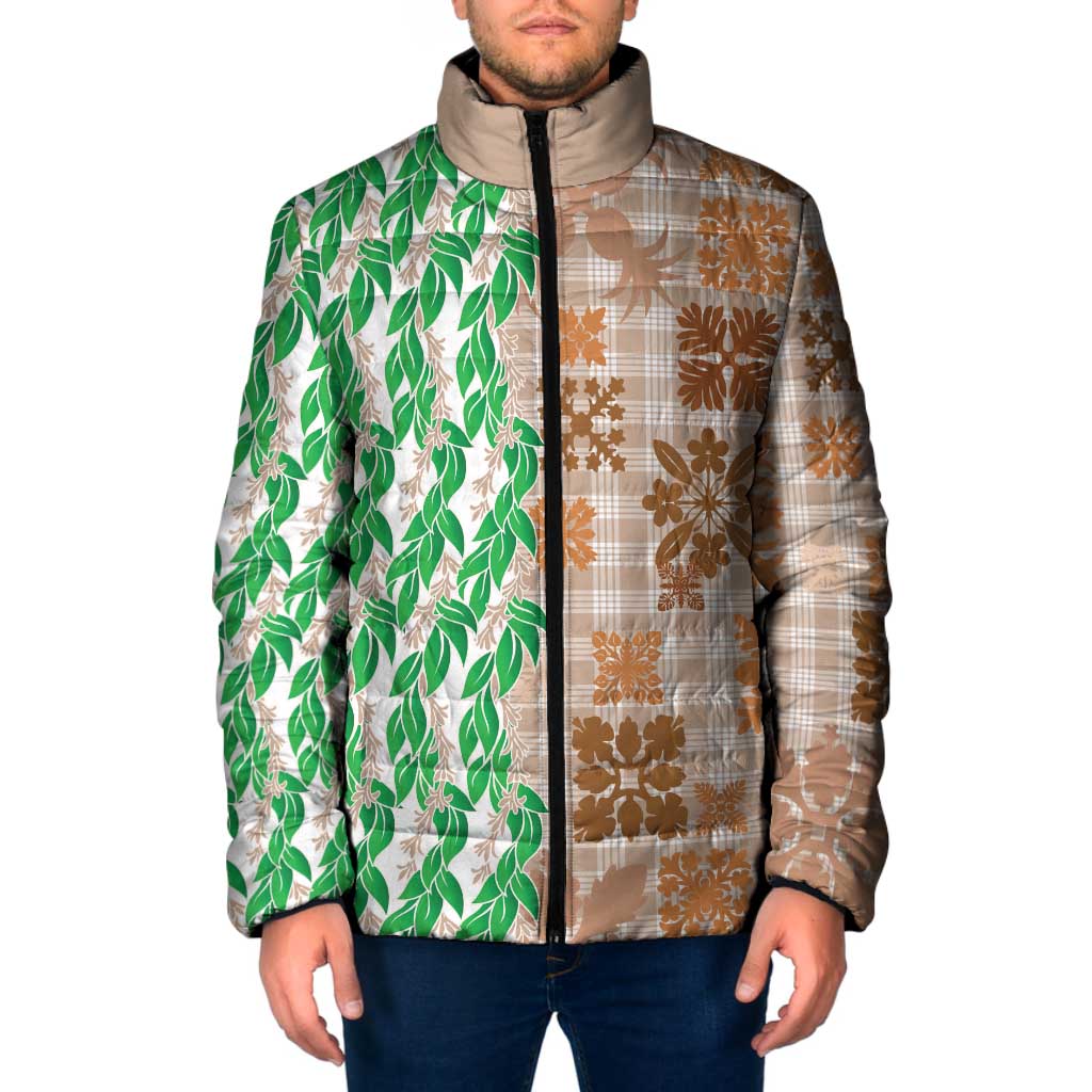 Aloha Hawaii Palaka Tuberose Lei Padded Jacket Hawaiian Quilt Seamless Style - Polynesian Pride