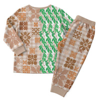 Aloha Hawaii Palaka Tuberose Lei Christmas Pajama Set Hawaiian Quilt Seamless Style - Polynesian Pride