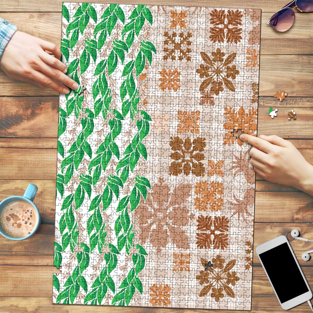 Aloha Hawaii Palaka Tuberose Lei Puzzle Hawaiian Quilt Seamless Style - Polynesian Pride