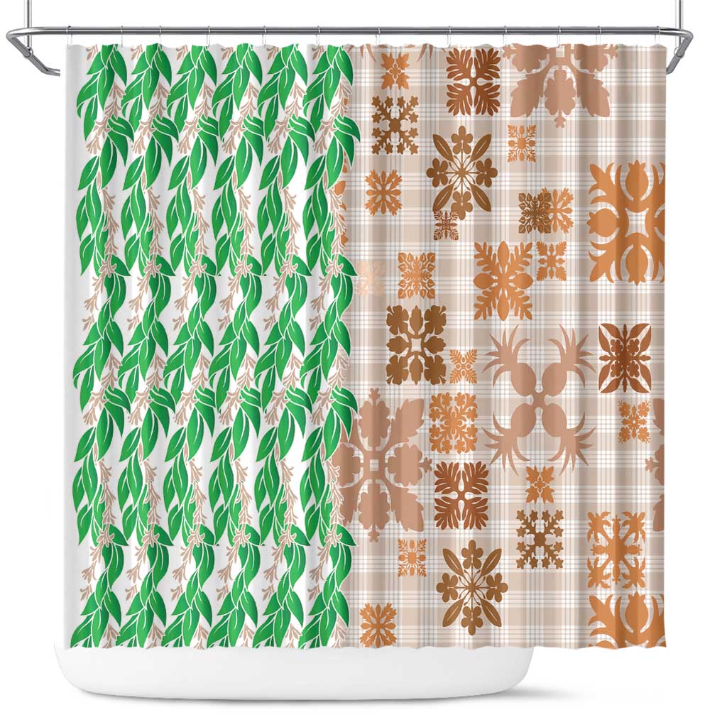 Aloha Hawaii Palaka Tuberose Lei Shower Curtain Hawaiian Quilt Seamless Style - Polynesian Pride
