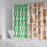 Aloha Hawaii Palaka Tuberose Lei Shower Curtain Hawaiian Quilt Seamless Style - Polynesian Pride
