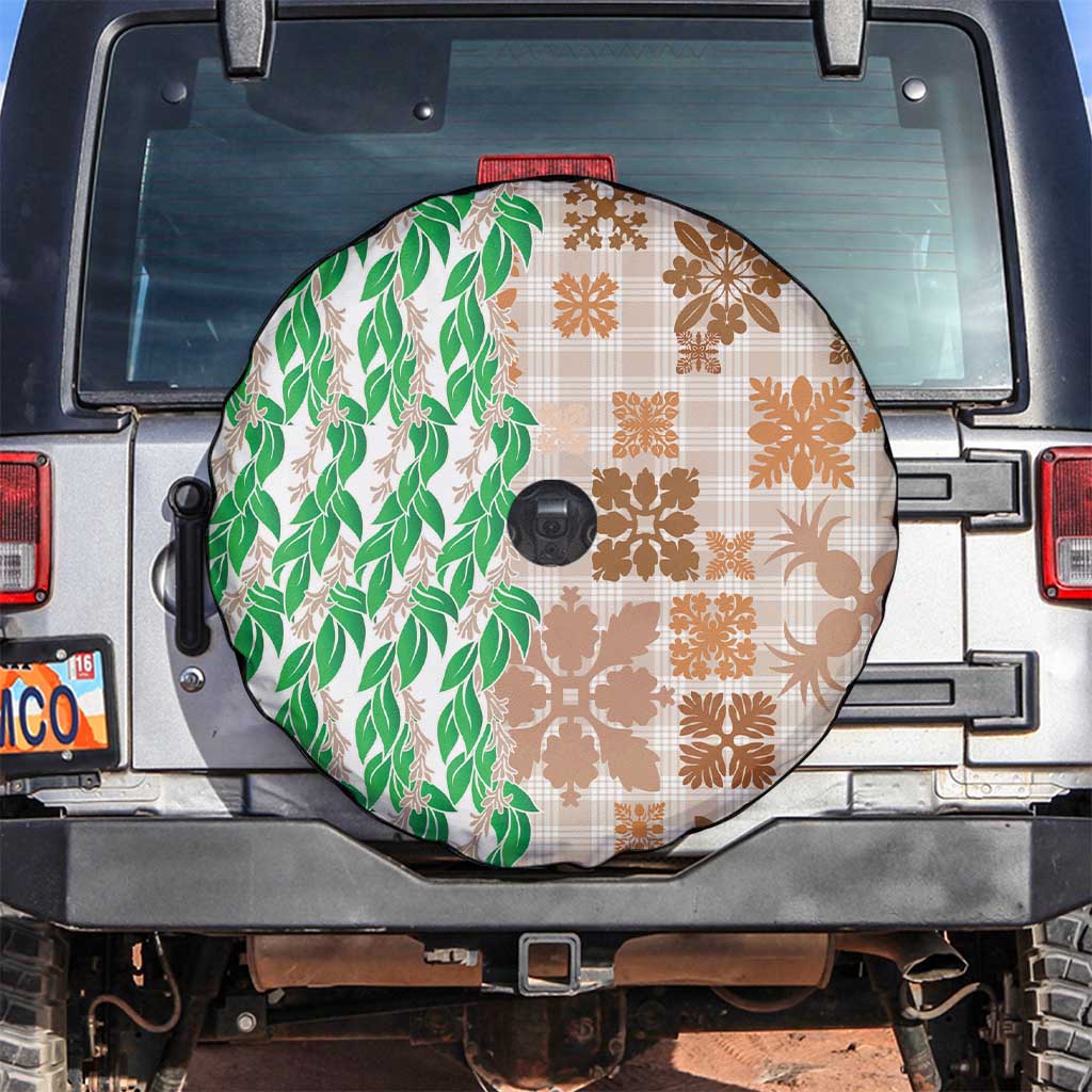 Aloha Hawaii Palaka Tuberose Lei Spare Tire Cover Hawaiian Quilt Seamless Style - Polynesian Pride