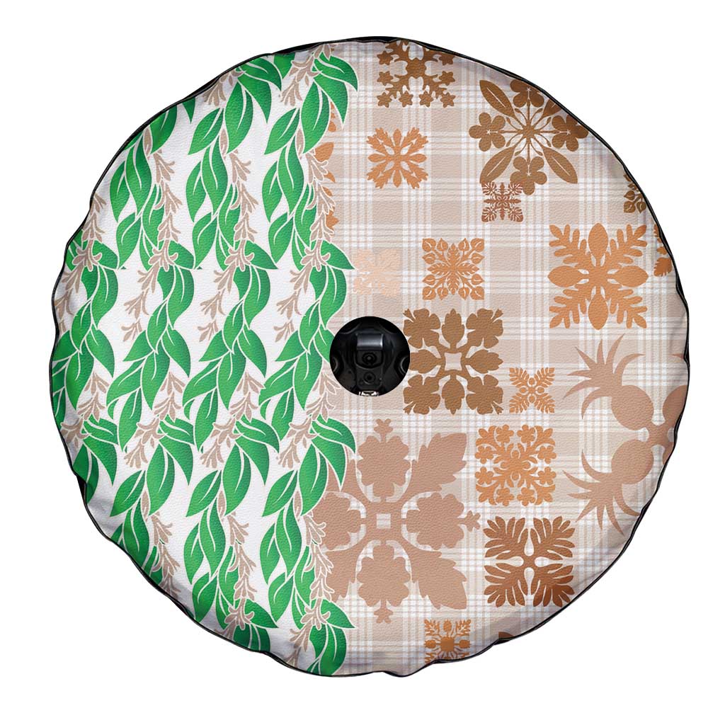 Aloha Hawaii Palaka Tuberose Lei Spare Tire Cover Hawaiian Quilt Seamless Style - Polynesian Pride