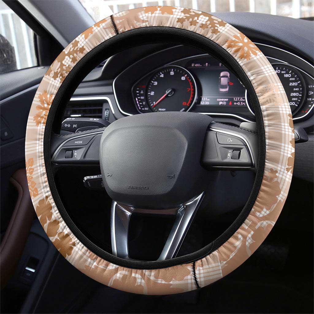 Aloha Hawaii Palaka Tuberose Lei Steering Wheel Cover Hawaiian Quilt Seamless Style - Polynesian Pride