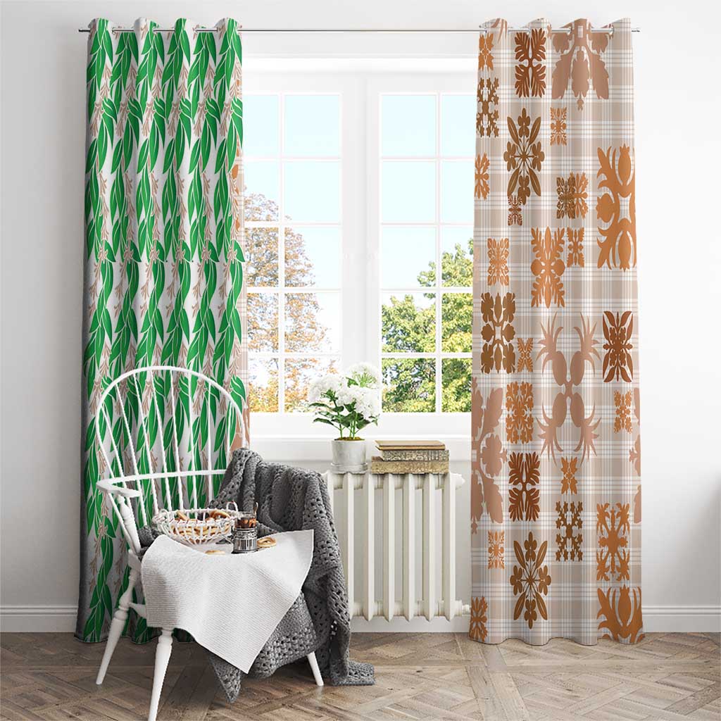 Aloha Hawaii Palaka Tuberose Lei Window Curtain Hawaiian Quilt Seamless Style - Polynesian Pride