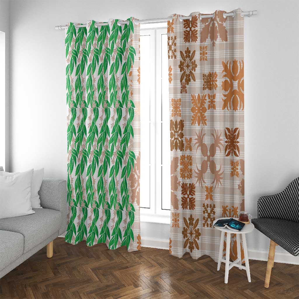 Aloha Hawaii Palaka Tuberose Lei Window Curtain Hawaiian Quilt Seamless Style - Polynesian Pride