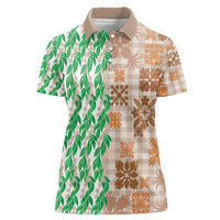 Aloha Hawaii Palaka Tuberose Lei Women Polo Shirt Hawaiian Quilt Seamless Style - Polynesian Pride