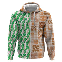 Aloha Hawaii Palaka Tuberose Lei Zip Hoodie Hawaiian Quilt Seamless Style - Polynesian Pride