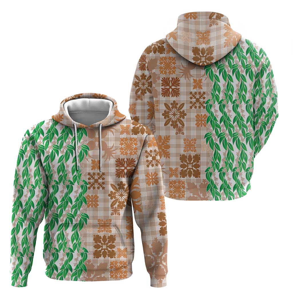 Aloha Hawaii Palaka Tuberose Lei Zip Hoodie Hawaiian Quilt Seamless Style - Polynesian Pride