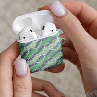 Pastel Green Hawaii Palaka Honohono Pikake AirPods Case Hawaiian Orchid Lei Polynesian Pattern - Polynesian Pride