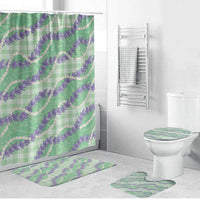 Pastel Green Hawaii Palaka Honohono Pikake Bathroom Set Hawaiian Orchid Lei Polynesian Pattern - Polynesian Pride