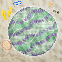 Pastel Green Hawaii Palaka Honohono Pikake Beach Blanket Hawaiian Orchid Lei Polynesian Pattern - Polynesian Pride