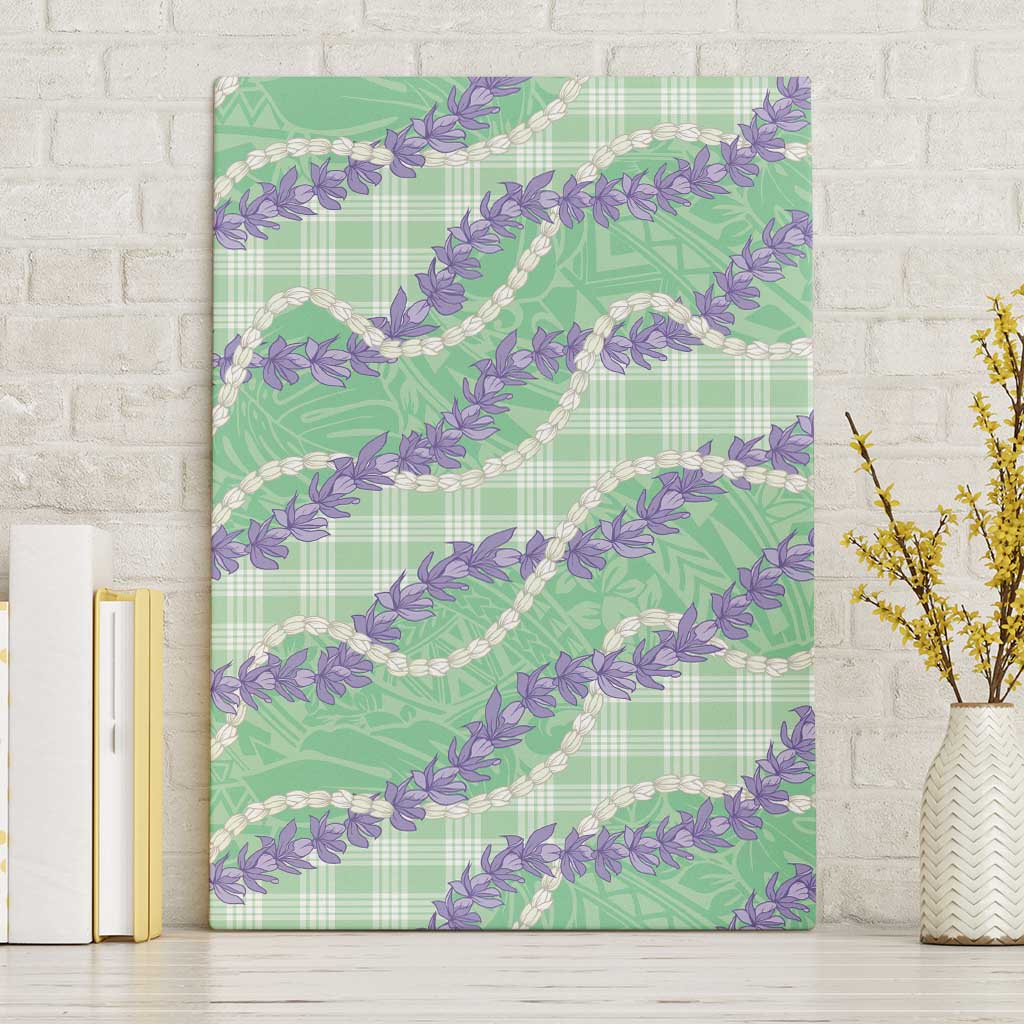 Pastel Green Hawaii Palaka Honohono Pikake Canvas Wall Art Hawaiian Orchid Lei Polynesian Pattern - Polynesian Pride