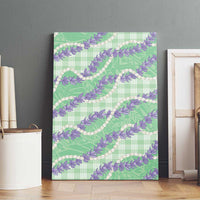 Pastel Green Hawaii Palaka Honohono Pikake Canvas Wall Art Hawaiian Orchid Lei Polynesian Pattern - Polynesian Pride