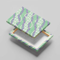 Pastel Green Hawaii Palaka Honohono Pikake Canvas Wall Art Hawaiian Orchid Lei Polynesian Pattern - Polynesian Pride