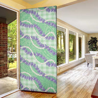 Pastel Green Hawaii Palaka Honohono Pikake Door Cover Hawaiian Orchid Lei Polynesian Pattern - Polynesian Pride