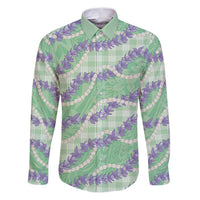 Pastel Green Hawaii Palaka Honohono Pikake Family Matching Puletasi and Hawaiian Shirt Hawaiian Orchid Lei Polynesian Pattern - Polynesian Pride