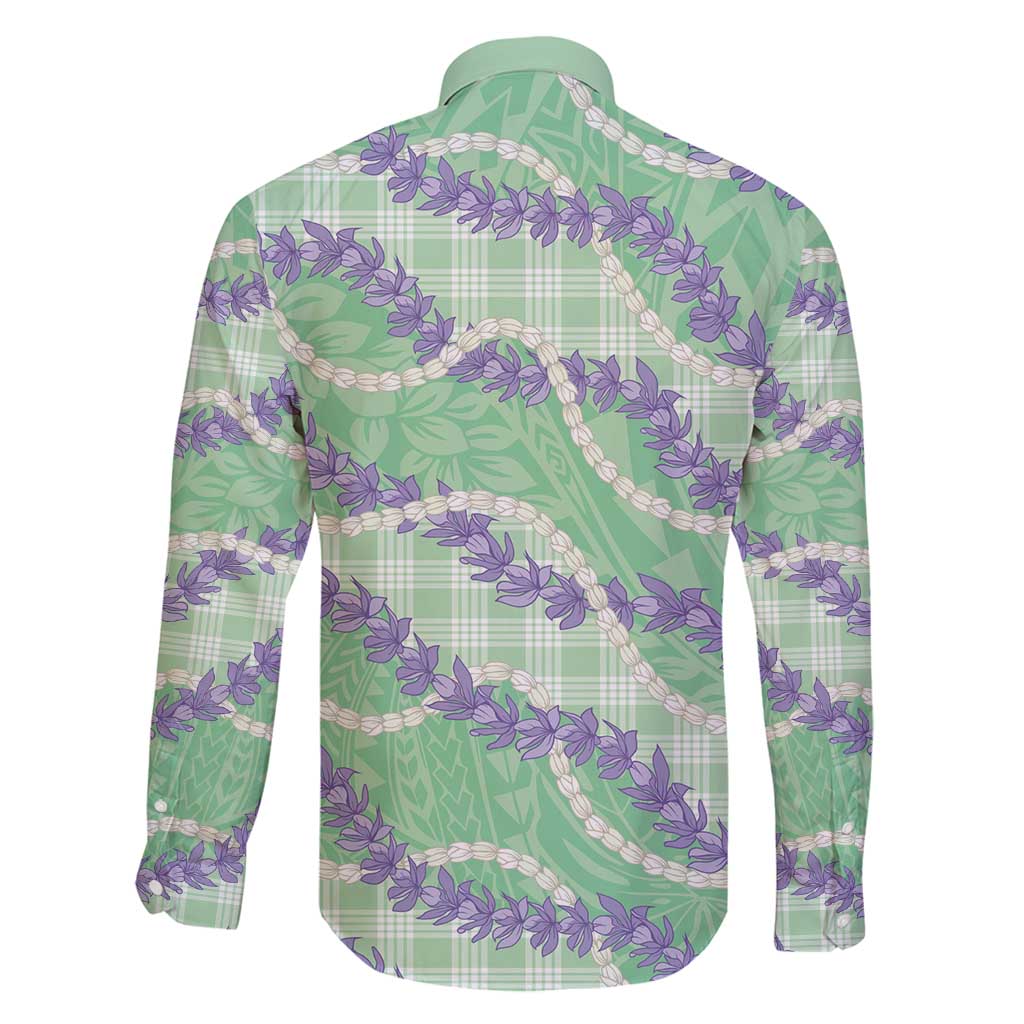 Pastel Green Hawaii Palaka Honohono Pikake Family Matching Puletasi and Hawaiian Shirt Hawaiian Orchid Lei Polynesian Pattern - Polynesian Pride