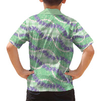 Pastel Green Hawaii Palaka Honohono Pikake Kid Hawaiian Shirt Hawaiian Orchid Lei Polynesian Pattern - Polynesian Pride