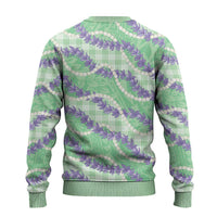 Pastel Green Hawaii Palaka Honohono Pikake Ugly Christmas Sweater Hawaiian Orchid Lei Polynesian Pattern - Polynesian Pride