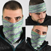Pastel Green Hawaii Palaka Honohono Pikake Neck Gaiter Hawaiian Orchid Lei Polynesian Pattern - Polynesian Pride