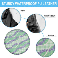 Pastel Green Hawaii Palaka Honohono Pikake Spare Tire Cover Hawaiian Orchid Lei Polynesian Pattern - Polynesian Pride