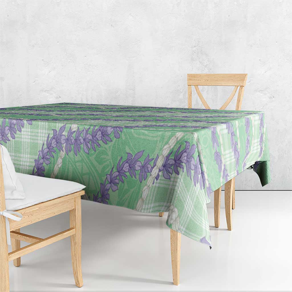 Pastel Green Hawaii Palaka Honohono Pikake Tablecloth Hawaiian Orchid Lei Polynesian Pattern - Polynesian Pride