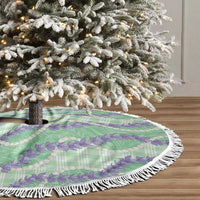 Pastel Green Hawaii Palaka Honohono Pikake Tree Skirt Hawaiian Orchid Lei Polynesian Pattern - Polynesian Pride