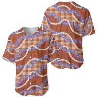 Orange Hawaii Palaka Honohono Pikake Baseball Jersey Hawaiian Orchid Lei Polynesian Pattern - Polynesian Pride