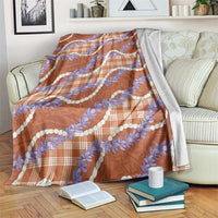 Orange Hawaii Palaka Honohono Pikake Blanket Hawaiian Orchid Lei Polynesian Pattern - Polynesian Pride