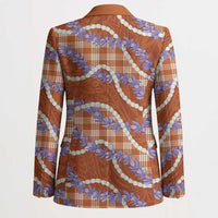 Orange Hawaii Palaka Honohono Pikake Blazer Hawaiian Orchid Lei Polynesian Pattern - Polynesian Pride