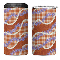 Orange Hawaii Palaka Honohono Pikake 4 in 1 Can Cooler Tumbler Hawaiian Orchid Lei Polynesian Pattern - Polynesian Pride