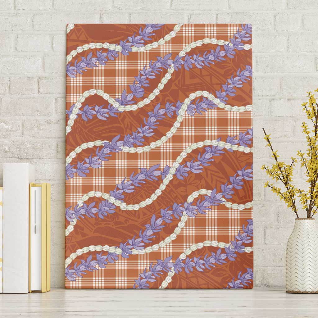 Orange Hawaii Palaka Honohono Pikake Canvas Wall Art Hawaiian Orchid Lei Polynesian Pattern - Polynesian Pride