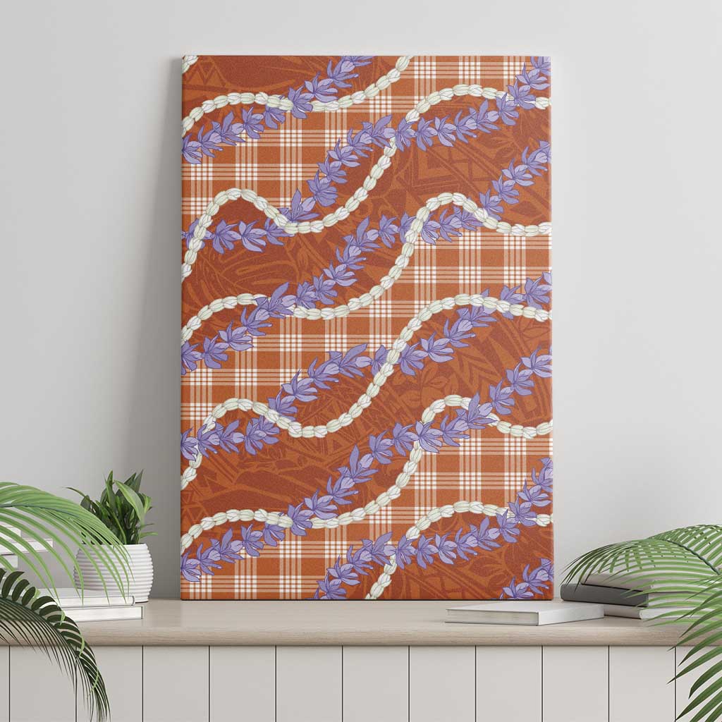 Orange Hawaii Palaka Honohono Pikake Canvas Wall Art Hawaiian Orchid Lei Polynesian Pattern - Polynesian Pride