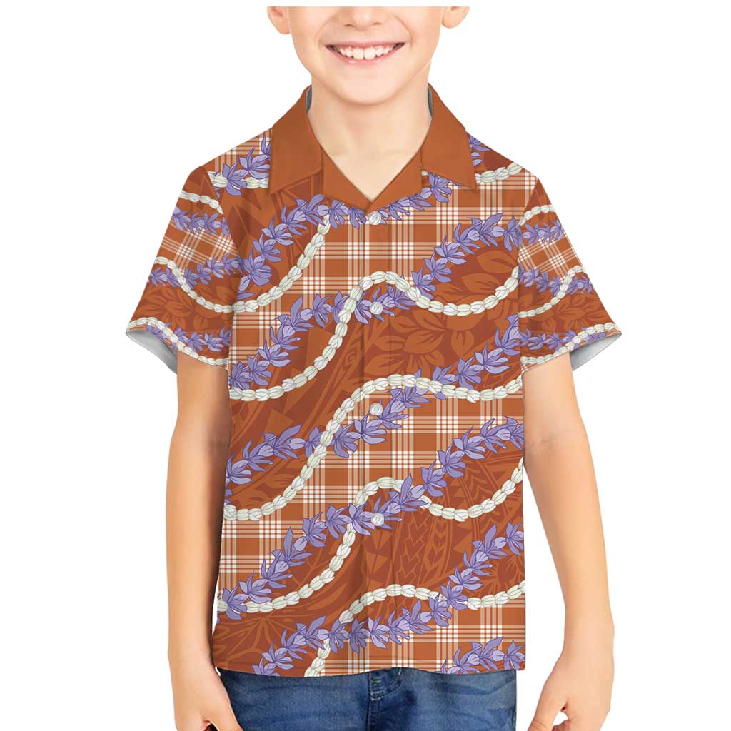 Orange Hawaii Palaka Honohono Pikake Family Matching Mermaid Dress and Hawaiian Shirt Hawaiian Orchid Lei Polynesian Pattern - Polynesian Pride