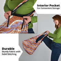 Orange Hawaii Palaka Honohono Pikake Grocery Bag Hawaiian Orchid Lei Polynesian Pattern - Polynesian Pride