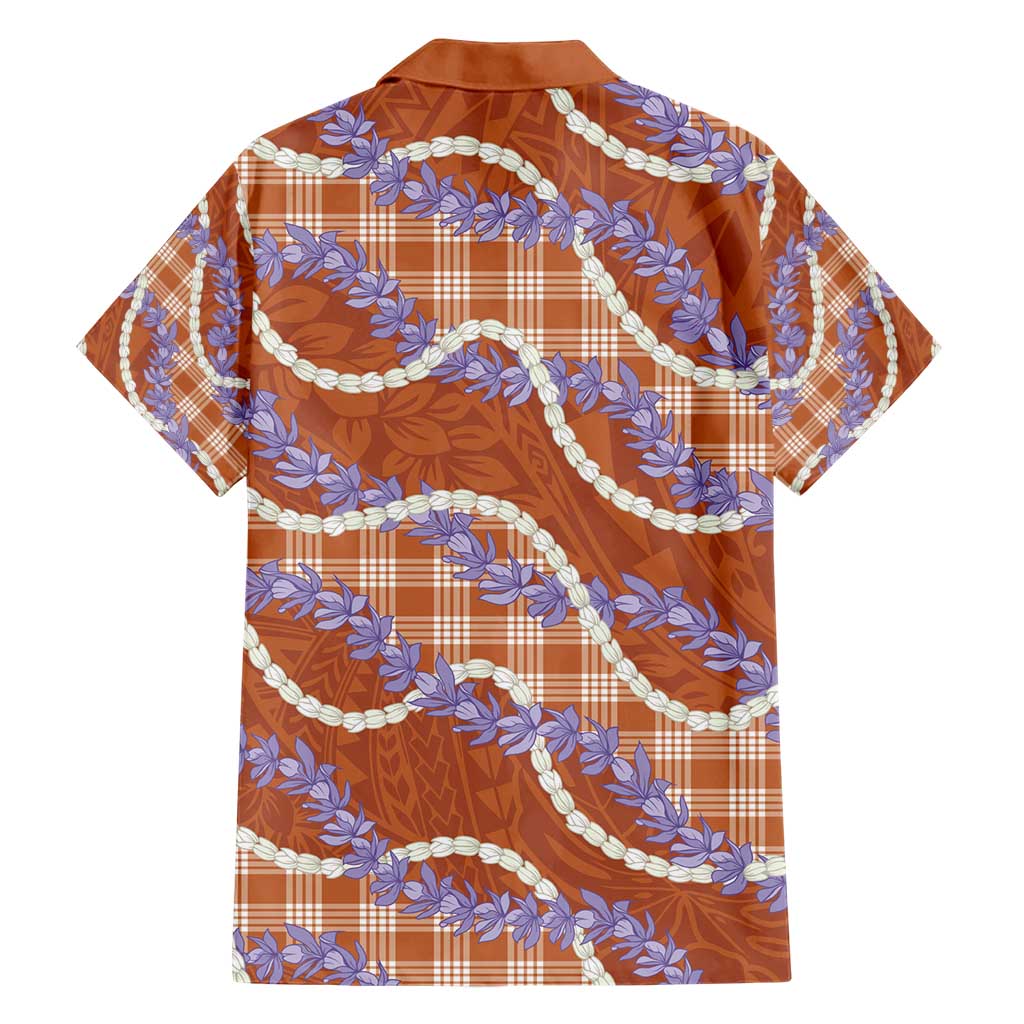 Orange Hawaii Palaka Honohono Pikake Hawaiian Shirt Hawaiian Orchid Lei Polynesian Pattern - Polynesian Pride