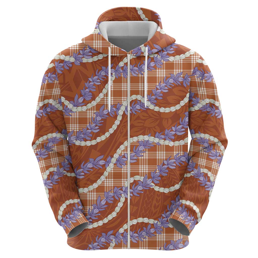 Orange Hawaii Palaka Honohono Pikake Hoodie Hawaiian Orchid Lei Polynesian Pattern - Polynesian Pride