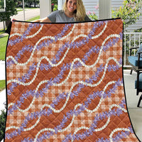 Orange Hawaii Palaka Honohono Pikake Quilt Hawaiian Orchid Lei Polynesian Pattern - Polynesian Pride