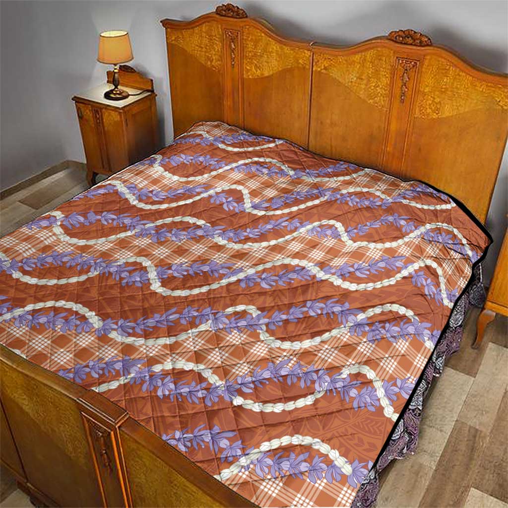 Orange Hawaii Palaka Honohono Pikake Quilt Hawaiian Orchid Lei Polynesian Pattern - Polynesian Pride