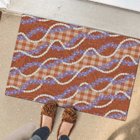 Orange Hawaii Palaka Honohono Pikake Rubber Doormat Hawaiian Orchid Lei Polynesian Pattern - Polynesian Pride
