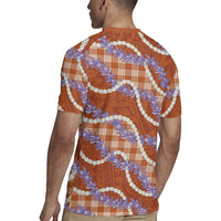 Orange Hawaii Palaka Honohono Pikake Rugby Jersey Hawaiian Orchid Lei Polynesian Pattern - Polynesian Pride